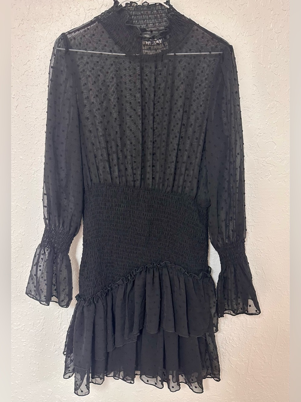 Hello Molly Black Don't Take It Personal Smocked Ruffle Mini Dress - Size L
